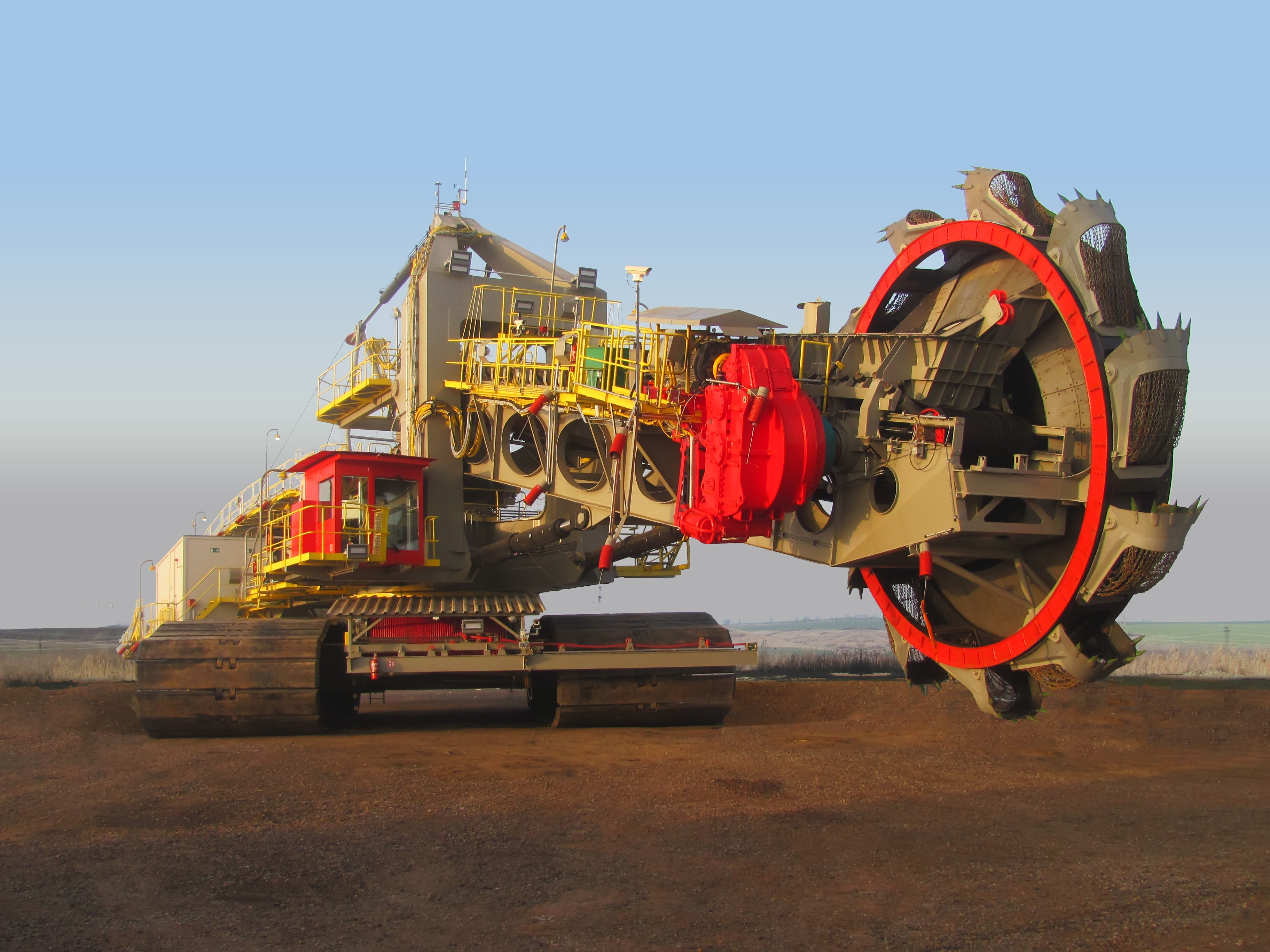 Excavator from the Czech Republic starts to mine over bunden in one of the largest mines in the Balkans